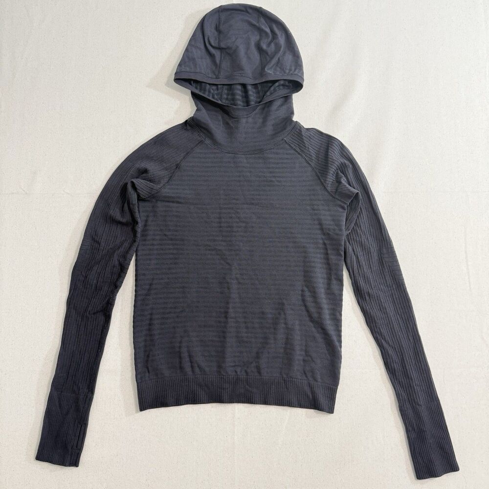 Lululemon‎ Long Sleeve Hooded Womens Size 4 Black Striped